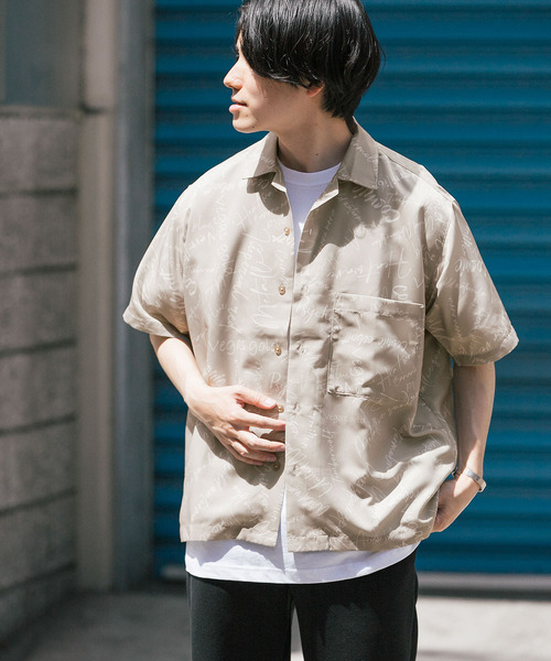 ITEMS URBANRESEARCH（アイテムズ アーバンリサーチ）の「ロゴプリント オープンカラー半袖シャツ（シャツ/ブラウス・メンズ・ミント/ブラック/ピンク/ベージュ・MEDIUM/LARGE）」の5枚目の写真