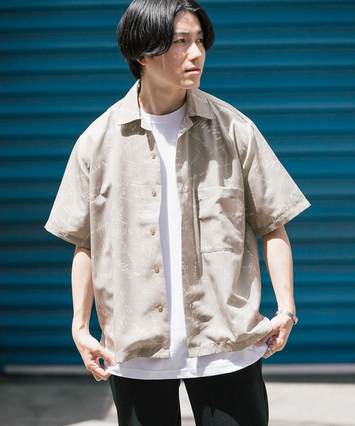 ITEMS URBANRESEARCH（アイテムズ アーバンリサーチ）の「ロゴプリント オープンカラー半袖シャツ（シャツ/ブラウス・メンズ・ミント/ブラック/ピンク/ベージュ・MEDIUM/LARGE）」の6枚目の写真