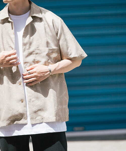 ITEMS URBANRESEARCH（アイテムズ アーバンリサーチ）の「ロゴプリント オープンカラー半袖シャツ（シャツ/ブラウス・メンズ・ミント/ブラック/ピンク/ベージュ・MEDIUM/LARGE）」の7枚目の写真