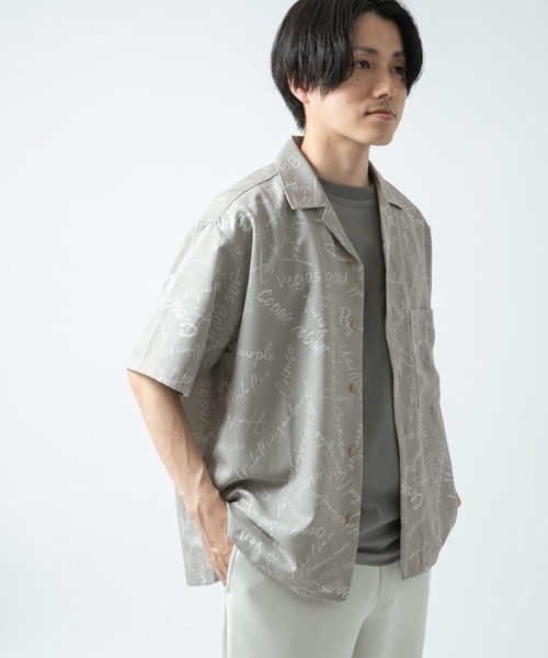 ITEMS URBANRESEARCH（アイテムズ アーバンリサーチ）の「ロゴプリント オープンカラー半袖シャツ（シャツ/ブラウス・メンズ・ミント/ブラック/ピンク/ベージュ・MEDIUM/LARGE）」の9枚目の写真