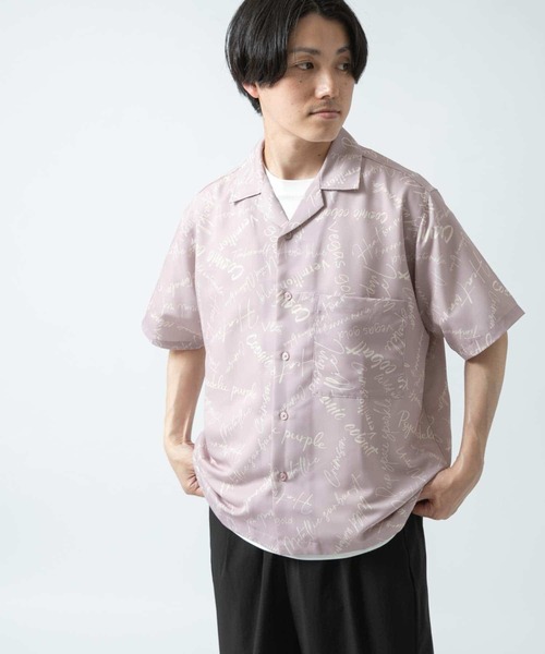 ITEMS URBANRESEARCH（アイテムズ アーバンリサーチ）の「ロゴプリント オープンカラー半袖シャツ（シャツ/ブラウス・メンズ・ミント/ブラック/ピンク/ベージュ・MEDIUM/LARGE）」の13枚目の写真