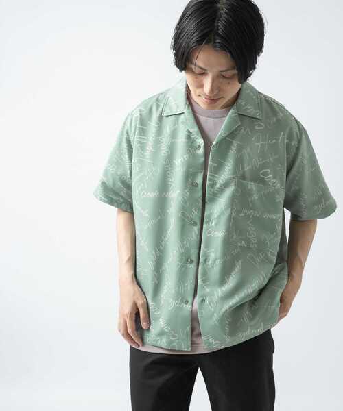 ITEMS URBANRESEARCH（アイテムズ アーバンリサーチ）の「ロゴプリント オープンカラー半袖シャツ（シャツ/ブラウス・メンズ・ミント/ブラック/ピンク/ベージュ・MEDIUM/LARGE）」の22枚目の写真