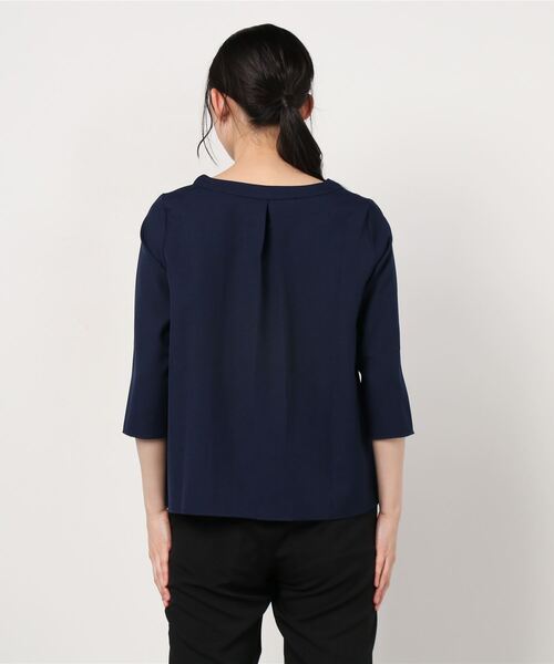 Perfect Suit FActory（パーフェクトスーツファクトリー）の「リネンライク　麻調　セットアップ　ブラウス　ネイビー/グレー（Tシャツ/カットソー・レディース・ネイビー/ライトグレー・L/M）」の12枚目の写真