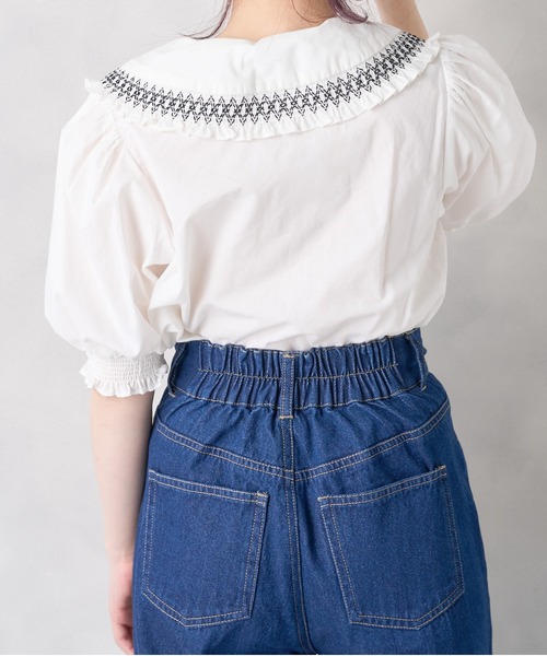 OLIVE des OLIVE（オリーブデオリーブ）の「スモッキングカラーブラウス（シャツ/ブラウス・レディース・ライトグレー/ベージュ/オフホワイト・FREE）」の6枚目の写真