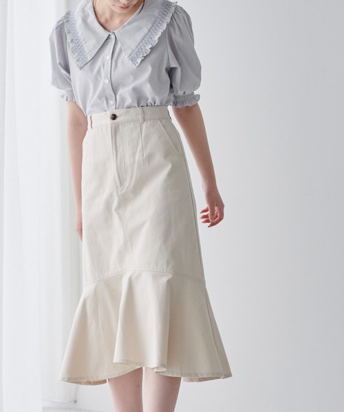 OLIVE des OLIVE（オリーブデオリーブ）の「スモッキングカラーブラウス（シャツ/ブラウス・レディース・ライトグレー/ベージュ/オフホワイト・FREE）」の14枚目の写真