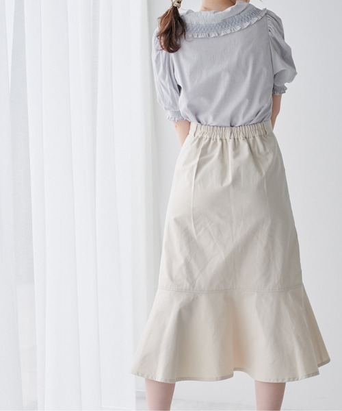 OLIVE des OLIVE（オリーブデオリーブ）の「スモッキングカラーブラウス（シャツ/ブラウス・レディース・ライトグレー/ベージュ/オフホワイト・FREE）」の15枚目の写真