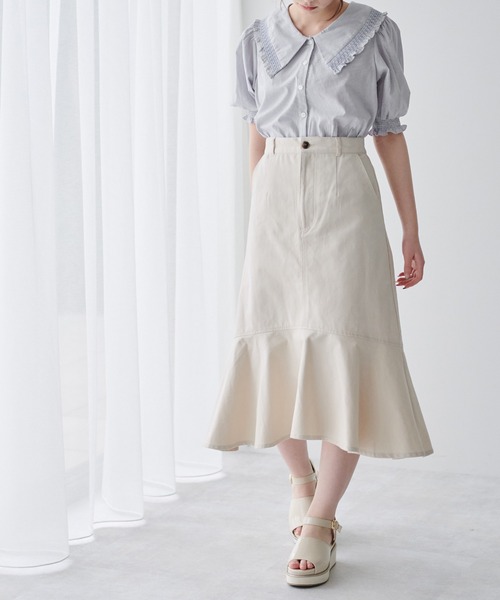 OLIVE des OLIVE（オリーブデオリーブ）の「スモッキングカラーブラウス（シャツ/ブラウス・レディース・ライトグレー/ベージュ/オフホワイト・FREE）」の16枚目の写真