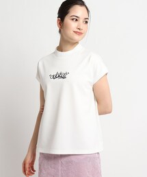 ◆【フレアシルエット】フレンチスリーブ モックネックプルオーバー