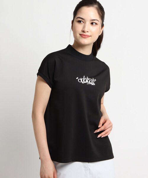 adabat(アダバット)の「◆【フレアシルエット】フレンチスリーブ モックネックプルオーバー(Tシャツ/カットソー・レディース・ホワイト/ブラック・40/38/36)」の1枚目の写真