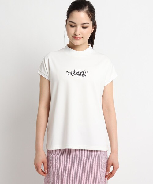 adabat(アダバット)の「◆【フレアシルエット】フレンチスリーブ モックネックプルオーバー(Tシャツ/カットソー・レディース・ホワイト/ブラック・40/38/36)」の3枚目の写真