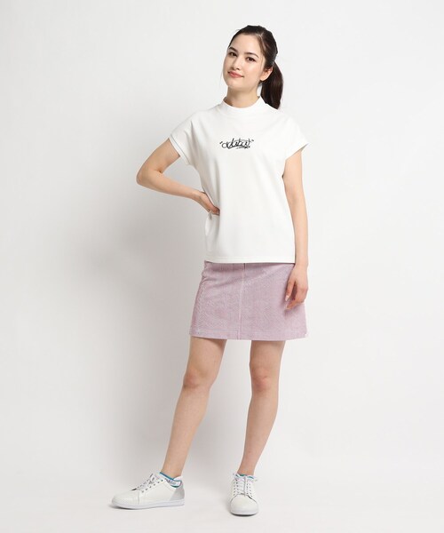 adabat(アダバット)の「◆【フレアシルエット】フレンチスリーブ モックネックプルオーバー(Tシャツ/カットソー・レディース・ホワイト/ブラック・40/38/36)」の5枚目の写真