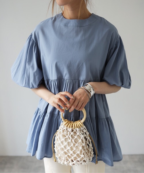 4youstory（フォーユーストーリー）の「2wayティアードチュニック（シャツ/ブラウス・レディース・オフホワイト/ブラック/モカ/ライトベージュ/ブルー・MEDIUM）」の5枚目の写真