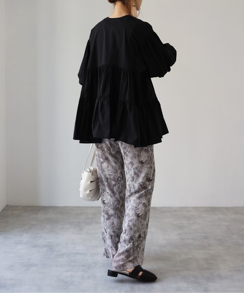 4youstory（フォーユーストーリー）の「2wayティアードチュニック（シャツ/ブラウス・レディース・オフホワイト/ブラック/モカ/ライトベージュ/ブルー・MEDIUM）」の9枚目の写真