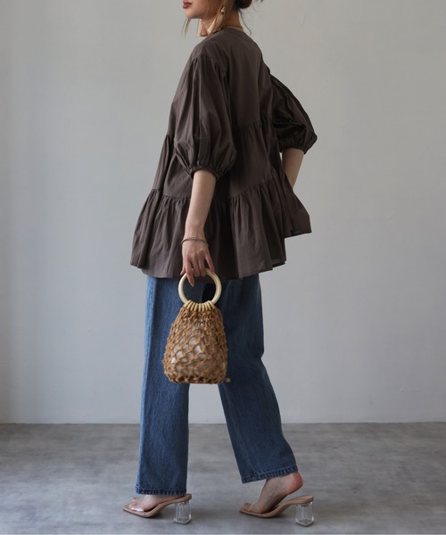 4youstory（フォーユーストーリー）の「2wayティアードチュニック（シャツ/ブラウス・レディース・オフホワイト/ブラック/モカ/ライトベージュ/ブルー・MEDIUM）」の13枚目の写真