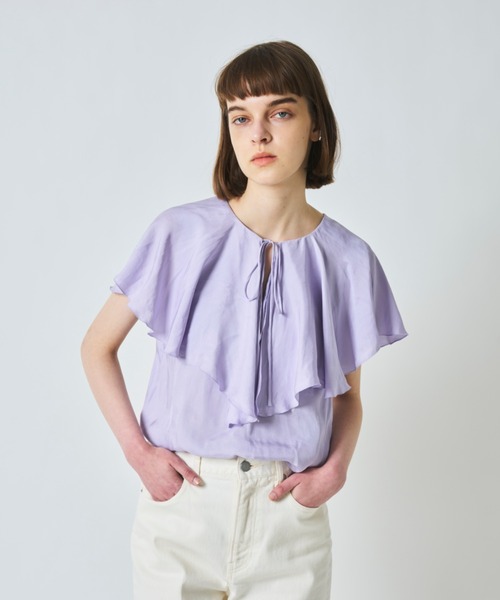 N.O.R.C（ノーク）の「フリルカラーブラウス（シャツ/ブラウス・レディース・ラベンダー/ブラック/ピンク/アイボリー・M/S）」の4枚目の写真