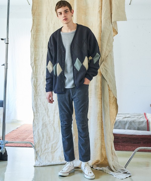 AlexanderLeeChang（アレキサンダーリーチャン）の「AlexanderLeeChang アレキサンダーリーチャン / ARGYLE FLEECE CARDIGAN アーガイルフリースカーディガン / AC032103（カーディガン/ボレロ・メンズ・サンドベージュ/ブラック・3/2）」の3枚目の写真