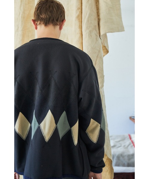 AlexanderLeeChang（アレキサンダーリーチャン）の「AlexanderLeeChang アレキサンダーリーチャン / ARGYLE FLEECE CARDIGAN アーガイルフリースカーディガン / AC032103（カーディガン/ボレロ・メンズ・サンドベージュ/ブラック・3/2）」の5枚目の写真
