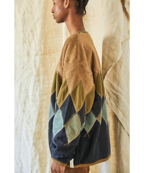 AlexanderLeeChang（アレキサンダーリーチャン）の「AlexanderLeeChang アレキサンダーリーチャン / ARGYLE FLEECE CARDIGAN アーガイルフリースカーディガン / AC032103（カーディガン/ボレロ・メンズ・サンドベージュ/ブラック・3/2）」の9枚目の写真