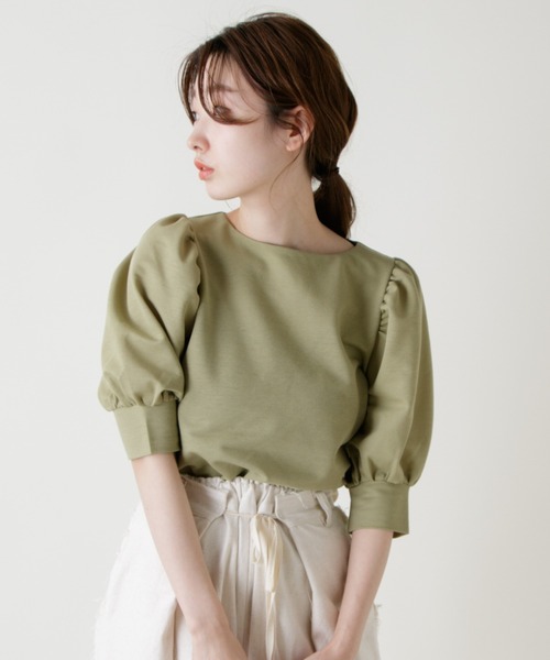 Kastane(カスタネ)の「パフギャザーTee(Tシャツ/カットソー・レディース・オフホワイト/グリーン/ネイビー/ブルー系その他・FREE)」の17枚目の写真