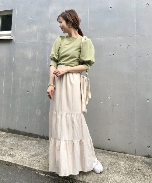 Kastane(カスタネ)の「パフギャザーTee(Tシャツ/カットソー・レディース・オフホワイト/グリーン/ネイビー/ブルー系その他・FREE)」の19枚目の写真