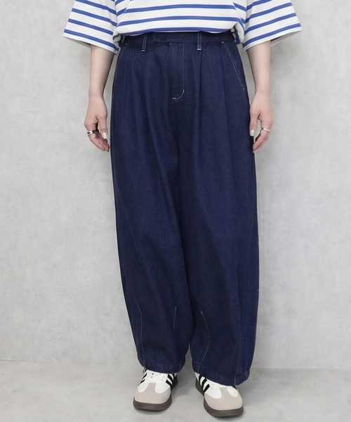 SELECT LEVERY(セレクトリベリー)の「デニムサーカスパンツ(デニムパンツ・レディース・ライトブルー/ネイビー/ブルー/ワンウォッシュ/ストライプ/ブルー系その他・SMALL/MEDIUM/LARGE/X-LARGE)」の5枚目の写真