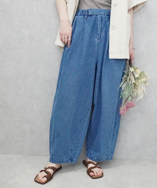 SELECT LEVERY(セレクトリベリー)の「デニムサーカスパンツ(デニムパンツ・レディース・ライトブルー/ネイビー/ブルー/ワンウォッシュ/ストライプ/ブルー系その他・SMALL/MEDIUM/LARGE/X-LARGE)」の1枚目の写真