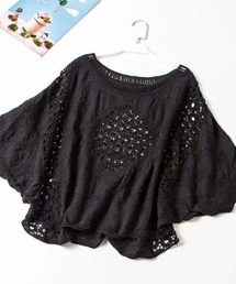 5分袖ルーズシルエット刺繍ブラウス