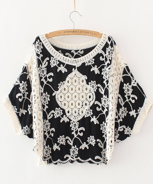 emi+(エミプラス)の「5分袖ルーズシルエット刺繍ブラウス(シャツ/ブラウス・レディース・ホワイト/ブラック/ブラック系その他・FREE)」の18枚目の写真