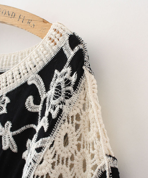 emi+(エミプラス)の「5分袖ルーズシルエット刺繍ブラウス(シャツ/ブラウス・レディース・ホワイト/ブラック/ブラック系その他・FREE)」の10枚目の写真
