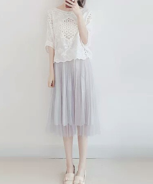 emi+(エミプラス)の「5分袖ルーズシルエット刺繍ブラウス(シャツ/ブラウス・レディース・ホワイト/ブラック/ブラック系その他・FREE)」の19枚目の写真