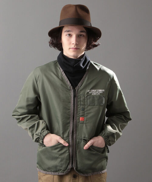 AVIREX(アヴィレックス)の「ミリタリー ジップ カーディガン / MILITARY ZIP CARDIGAN / アヴィレックス / AVIREX(ノーカラージャケット・メンズ・ブラック/セージグリーン/タン・MEDIUM/LARGE/X-LARGE/XX-LARGE)」の4枚目の写真