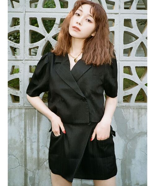 jouetie（ジュエティ）の「ハーフスリーブジャケットライクセットアップ（セットアップ・レディース・アイボリー/ブラック・MEDIUM）」の3枚目の写真