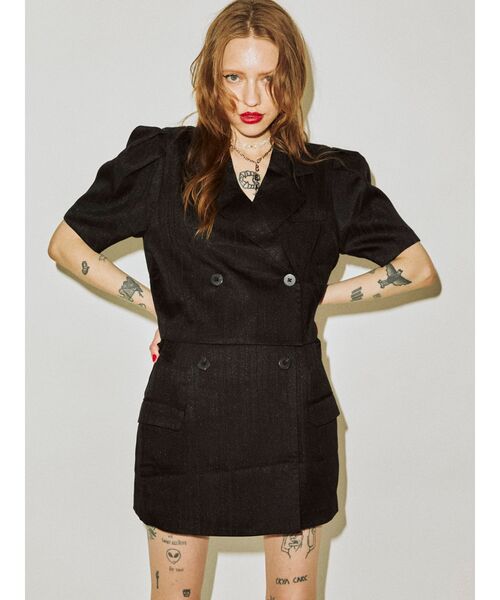 jouetie（ジュエティ）の「ハーフスリーブジャケットライクセットアップ（セットアップ・レディース・アイボリー/ブラック・MEDIUM）」の6枚目の写真