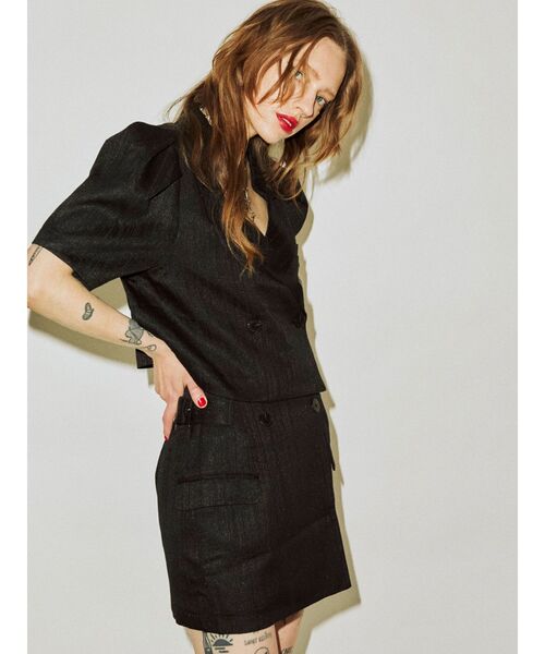 jouetie（ジュエティ）の「ハーフスリーブジャケットライクセットアップ（セットアップ・レディース・アイボリー/ブラック・MEDIUM）」の7枚目の写真