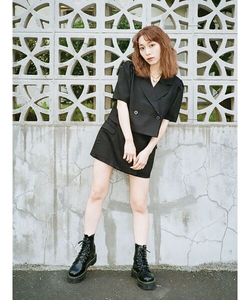 jouetie（ジュエティ）の「ハーフスリーブジャケットライクセットアップ（セットアップ・レディース・アイボリー/ブラック・MEDIUM）」の9枚目の写真