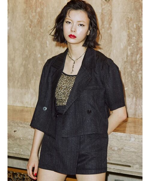 jouetie（ジュエティ）の「ハーフスリーブジャケットライクセットアップ（セットアップ・レディース・アイボリー/ブラック・MEDIUM）」の15枚目の写真