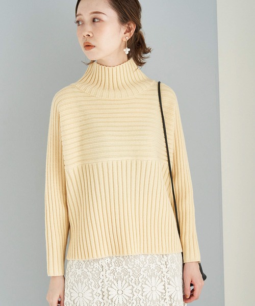 ROPE' PICNIC（ロペピクニック）の「【芳根京子さん別注カラー:ブルー,カラシ】リブ切替プルオーバー（ニット/セーター・レディース・ブラック/キナリ/ブラウン系その他2/カーキ/ラベンダー/ピンク系その他/クリーム/グリーン/ピンク/ブルー/マスタード・38/40）」の5枚目の写真