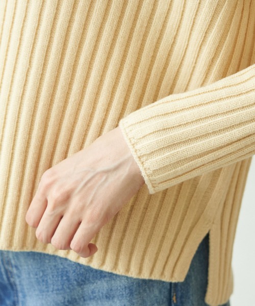 ROPE' PICNIC（ロペピクニック）の「【芳根京子さん別注カラー:ブルー,カラシ】リブ切替プルオーバー（ニット/セーター・レディース・ブラック/キナリ/ブラウン系その他2/カーキ/ラベンダー/ピンク系その他/クリーム/グリーン/ピンク/ブルー/マスタード・38/40）」の13枚目の写真