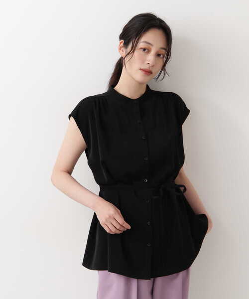 NATURAL BEAUTY BASIC（ナチュラルビューティーベーシック）の「フレンチスリーブチュニック（シャツ/ブラウス・レディース・ブラック/ブラウン/オフホワイト・MEDIUM/SMALL）」の5枚目の写真