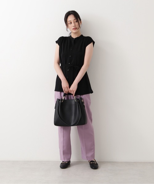 NATURAL BEAUTY BASIC（ナチュラルビューティーベーシック）の「フレンチスリーブチュニック（シャツ/ブラウス・レディース・ブラック/ブラウン/オフホワイト・MEDIUM/SMALL）」の6枚目の写真