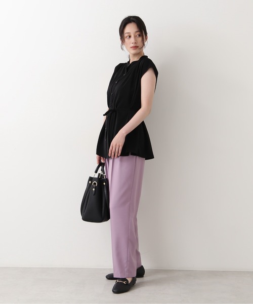 NATURAL BEAUTY BASIC（ナチュラルビューティーベーシック）の「フレンチスリーブチュニック（シャツ/ブラウス・レディース・ブラック/ブラウン/オフホワイト・MEDIUM/SMALL）」の7枚目の写真