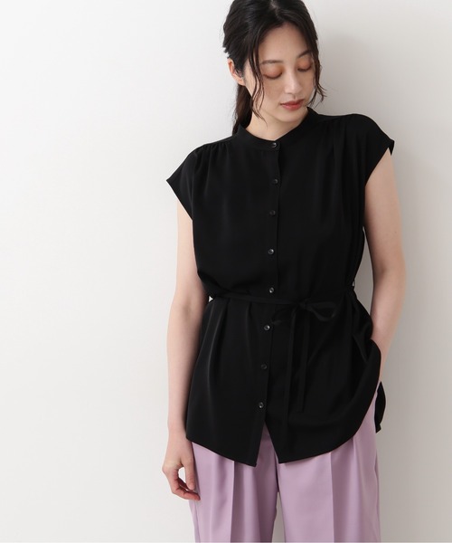 NATURAL BEAUTY BASIC（ナチュラルビューティーベーシック）の「フレンチスリーブチュニック（シャツ/ブラウス・レディース・ブラック/ブラウン/オフホワイト・MEDIUM/SMALL）」の9枚目の写真