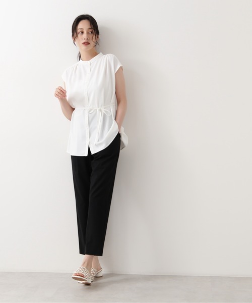 NATURAL BEAUTY BASIC（ナチュラルビューティーベーシック）の「フレンチスリーブチュニック（シャツ/ブラウス・レディース・ブラック/ブラウン/オフホワイト・MEDIUM/SMALL）」の13枚目の写真