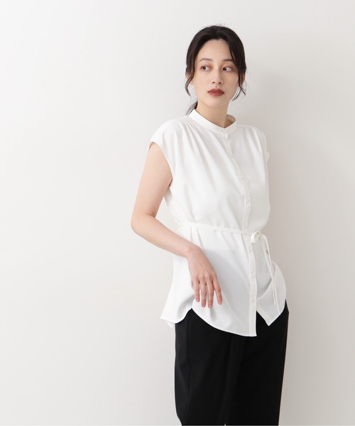 NATURAL BEAUTY BASIC（ナチュラルビューティーベーシック）の「フレンチスリーブチュニック（シャツ/ブラウス・レディース・ブラック/ブラウン/オフホワイト・MEDIUM/SMALL）」の14枚目の写真