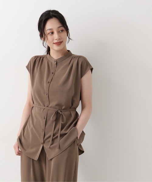 NATURAL BEAUTY BASIC（ナチュラルビューティーベーシック）の「フレンチスリーブチュニック（シャツ/ブラウス・レディース・ブラック/ブラウン/オフホワイト・MEDIUM/SMALL）」の19枚目の写真