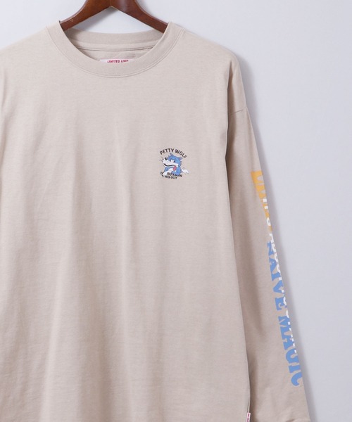 Limited Line Naive Magic(リミテッドラインナイーブマジック)の「天竺スリーブ ウルフプリント 長袖Tシャツ(Tシャツ/カットソー・メンズ・ホワイト/ブラック/ベージュ/ブルー/グリーン/ライトブルーグレー・M/L)」の4枚目の写真