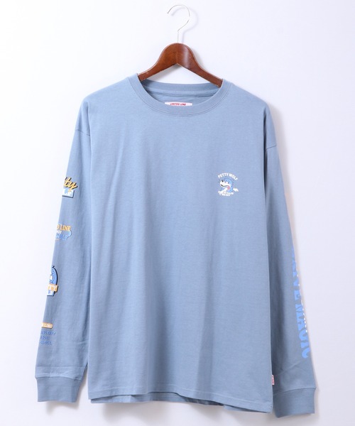 Limited Line Naive Magic(リミテッドラインナイーブマジック)の「天竺スリーブ ウルフプリント 長袖Tシャツ(Tシャツ/カットソー・メンズ・ホワイト/ブラック/ベージュ/ブルー/グリーン/ライトブルーグレー・M/L)」の6枚目の写真
