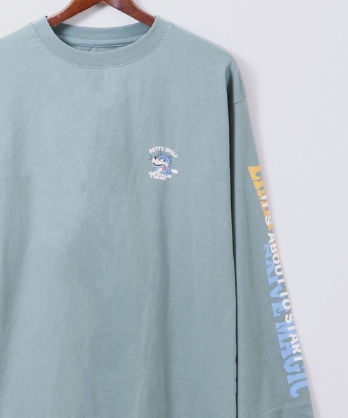 Limited Line Naive Magic(リミテッドラインナイーブマジック)の「天竺スリーブ ウルフプリント 長袖Tシャツ(Tシャツ/カットソー・メンズ・ホワイト/ブラック/ベージュ/ブルー/グリーン/ライトブルーグレー・M/L)」の5枚目の写真