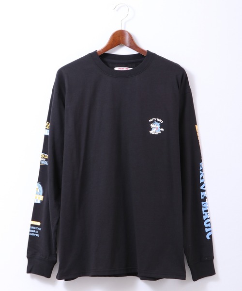 Limited Line Naive Magic(リミテッドラインナイーブマジック)の「天竺スリーブ ウルフプリント 長袖Tシャツ(Tシャツ/カットソー・メンズ・ホワイト/ブラック/ベージュ/ブルー/グリーン/ライトブルーグレー・M/L)」の3枚目の写真