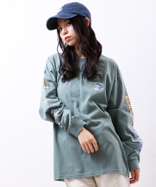 Limited Line Naive Magic(リミテッドラインナイーブマジック)の「天竺スリーブ ウルフプリント 長袖Tシャツ(Tシャツ/カットソー・メンズ・ホワイト/ブラック/ベージュ/ブルー/グリーン/ライトブルーグレー・M/L)」の10枚目の写真